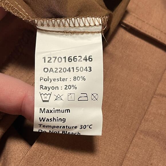 Commense Pants Womens Large Brown Cropped Trousers Polyester Blend New Tags - Picture 6 of 10